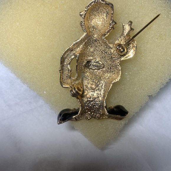 Vintage Giovanni. Clown Enamel Gold Tone Brooch Pin Signed GIOVANNI - Picture 4 of 4